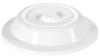 Tellerglocke mit Griff aus weißem Polypropylen, mit Knopfgriff