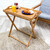 Relaxdays Tabletttisch, Bambus, HxBxT: 63,5 x 55 x 35 cm, klappbarer Beistelltisch mit Tablett, für Frühstück, natur