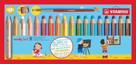 Stabilo Woody 3 in 1 Colouring Pencil Paint Brush and Sharpener Set Ass(Pack 18)