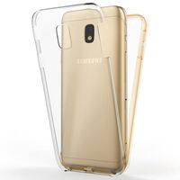 NALIA Full Body Case compatible with Samsung Galaxy J5 (2017), Protective Front & Back Smart-Phone Hard-Cover with Tempered Glass Screen Protector, Slim Bumper Thin Skin Etui Gold