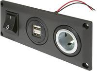 ProCar Beépített aljzat USB-A dupla aljzattal, kapcsolható + 1 tápcsatlakozóval Terhelhetőség max.=20 A 12 V, 24 V
