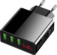 Eaxus USB-Ladegerät 3-Fach Mobiltelefon töltőkészülék Gyorstöltő funkcióval USB Fekete