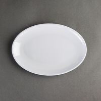 Kristallon Melamine Oval Coupe Plates in White 225 x 158mm Pack Quantity - 13