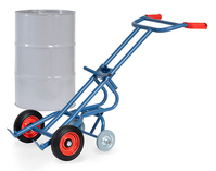 fetra® Fasskarre, Vollgummiräder, 300 kg Tragkraft, für 200-Liter-Fässer, mit 2 Stützrädern