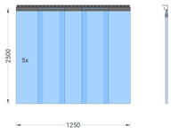 Foto 1 von PVC-Streifenvorhang, Lamellen 300 x 3 mm transparent, Höhe 2,50 m, Breite 1,25 m (1,10 m), Edelstahl