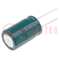 Condensator: elektrolytisch; low ESR; THT; 2200uF; 35VDC; Ø16x25mm