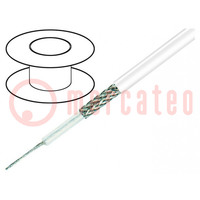 Wire: coaxial; RG58; PVC; white; 100m; Øcable: 5mm