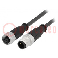 Cable: for sensors/automation; PIN: 3; M12-M12; 1.5m; plug; plug