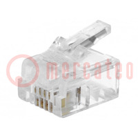 Connector: RJ12; plug; PIN: 4; Layout: 6p4c; for cable; IDC,crimped