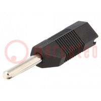 Plug; 4mm banana; 16A; 50VDC; black; for cable; 2.5mm2; screw