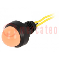 Indicator: LED; prominent; orange; 230VAC; Ø13mm; IP40; leads 300mm
