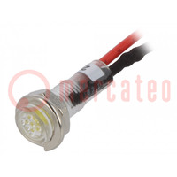 Ellenőrző lámpa: LED; lapos; sárga; 24VDC; Ø5,2mm; IP40; ØLED: 3mm