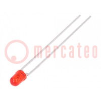 LED; 3mm; rood; 6,3÷10mcd; 22°; Voorkant: convex; 2÷3V; Aant.uitg: 2