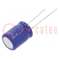 Capacitor: electrolytic; THT; 22uF; 400VDC; Ø12.5x16mm; ±20%; 2000h