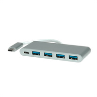 ROLINE USB 3.2 Gen 1 Hub, 4 Ports, Type C connection cable, with Power Supply (PD)