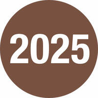 Nummerierte Jahresetiketten, 500 Stück auf Rolle, 38 mm, Papier permanent Version: 2025 - 2025