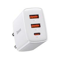 1_Baseus Compact Schnellladegerät 2x USB / USB Type C 30W 3A Power Delivery Quick Charge weiß (CCXJ-E02)