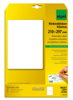 Sigel LA230 etiket Afgeronde rechthoek Verwijderbaar Wit 25 stuk(s)