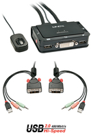 Lindy 2 Port DVI-D Single Link, USB 2.0 and Audio KVM Switch Compact