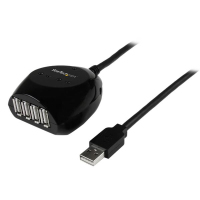StarTech.com Câble USB 2.0 actif de 15m - Rallonge USB 2.0 avec hub à 4 ports - Noir