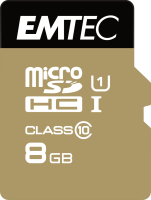 Emtec microSD Class10 Gold+ 8GB flashgeheugen