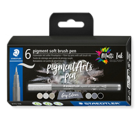 Staedtler Pigment Arts Soft Brush Pen Grey Colors viltstift Grijs 6 stuk(s)