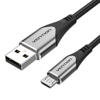 Vention Cotton Braided USB 2.0 A Male to Micro-B Male 3A Cable 0.5M Gray Aluminum Alloy Type