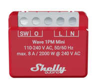 Shelly Qubino Wave 1PM Mini Elektroschalter Intelligenter Schalter Rot