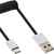 InLine USB 2.0 spiral cable, USB-C male / USB-A male, black/alu, flexible, 0.5m