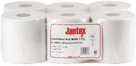 Jantex Handtuchrollen weiß 1-lagig - 6 Stück Ungefähr 800 Tücher pro Rolle.