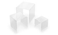 deflecto Podium carré, transparent, set de 3 (70002483)