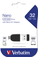 Verbatim USB-Stick 2.0 Store ´n´ Go Nano + OTG Adapter 32GB schwarz