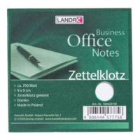 LANDRÉ Office 9x9x9 cm geleimter Zettelklotz, blanko, ca. 700 Blatt, weiß