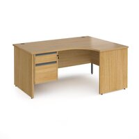 Contract 25 right hand ergonomic desk with 2 drawer graphite pedestal and panel leg 1600mm - oak
