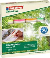 Edding 24 EcoLine Highlighter Pen Chisel Tip 2-5mm Line Assorted Colours(Pack 4)