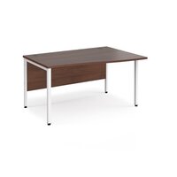 Maestro 25 right hand wave desk 1400mm wide - white bench leg frame and walnut t