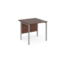 Maestro 25 straight desk 800mm x 800mm - silver H-frame leg and walnut top