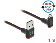 EASY-USB 2.0 Kabel Typ-A Stecker zu EASY-USB Typ Micro-B Stecker gewinkelt oben / unten 1 m schwarz,