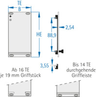 Baugruppen-Teilfrontplatte 129x20,1 mm, Al, 24-3704-45