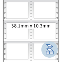Computer-Etiketten, endlos 2-bahnig, Nadeldrucker, 38,10 x 10,30 mm, 24000 St.