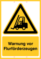 Kombischild - Warnung vor Flurförderzeugen, Gelb/Schwarz, 29.7 x 21 cm, Weiß