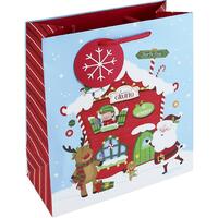 Geschenktasche M, Weihnachtshaus, 21,5x10,2x25,3 cm - Mehrfarbig