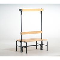 Cloakroom bench with hook strips