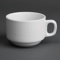 Royal Porcelain Classic Stackable Tea Cups in White 200ml Pack Quantity - 12