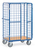 fetra® Paketwagen, Ladefläche 1000 x 600 mm, Höhe 1800 mm, 3 Seiten+Flügeltüren Drahtgitter