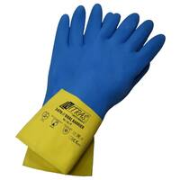 NITRAS DUAL BARRIER, Chemikalienschutzhandschuhe, Latex, gelb, Chloropren, blau, EN 388, EN ISO 374, Größe 8