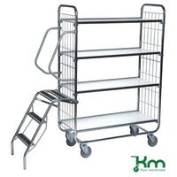 Kongamek order picking trolleys with retractable steps and 4 shelves