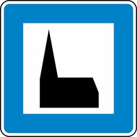 Verkehrszeichen VZ 365-59 Autobahnkapelle, 600 x 600, 3mm flach, RA 2