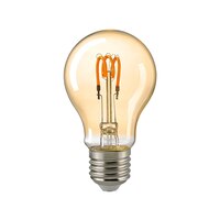 LED Deko Wendelfilament-Birnenlampe CURVED GOLD, 230V, Ø 6cm / L 10.4cm, E27, 4W 2000K 136lm 330°, dimmbar, Gold / Klar