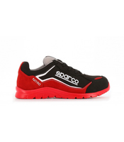 Zapato de seguridad T41 negra/roja microfibra cuero. SPARCO